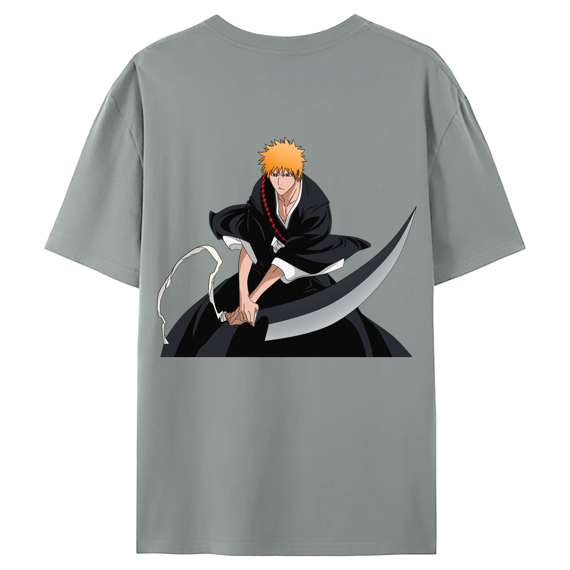 （画像用） ブリーチ 黒崎一護（くろさき いちご）BLEACH Kurosaki Ichigo 綿100％ メンズ半袖Tシャツ（バックプリント） 通気性
